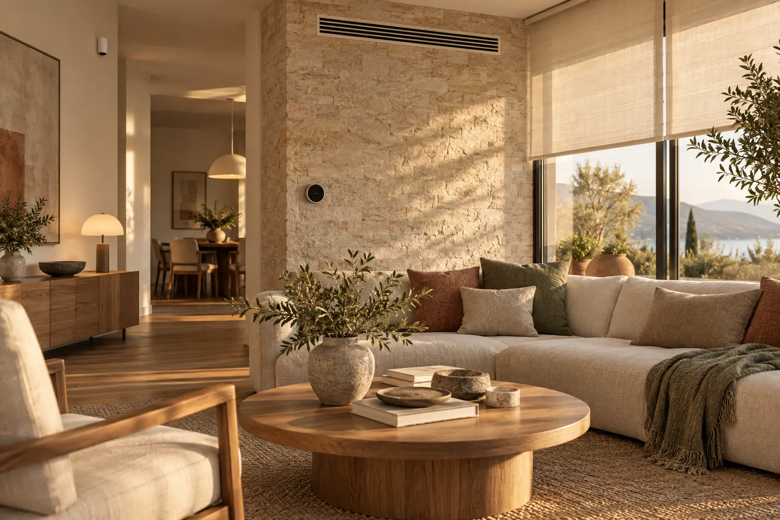 Climate and automation solutions in a harmonious living room